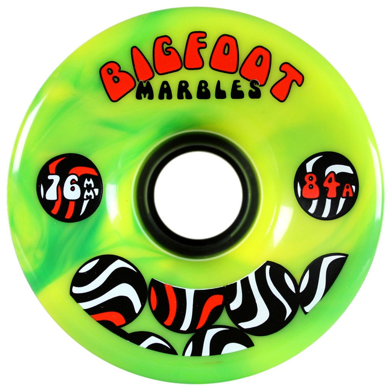 Bigfoot Marbles Swirl Yellow/green 76mm 84a (set Of 4) - Skateboard Wheels