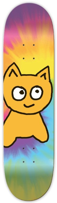 Meow Team Big Cat Tie Dye Mini Deck 7.00 X 28.25 - Skateboard Deck