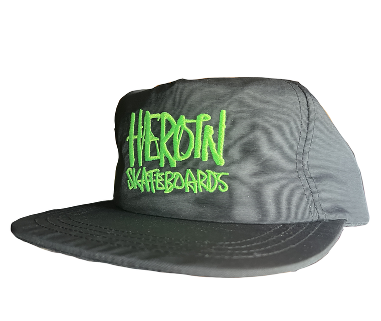 Heroin Script Nylon Snapback Hat Black/green - Skateboard Hat
