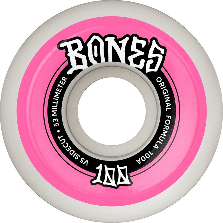 Bones 100s Og Formula Sidecut V5 53mm 100a (set Of 4) - Skateboard Wheels