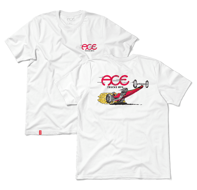 Ace Dragster White Ss L - Skateboard Tshirt