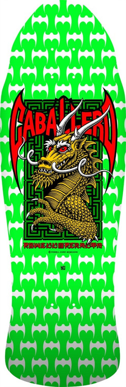 Powell Caballero Street Dragon Green/white Shaped Deck 9.625 X 29.75 - Skateboard Deck