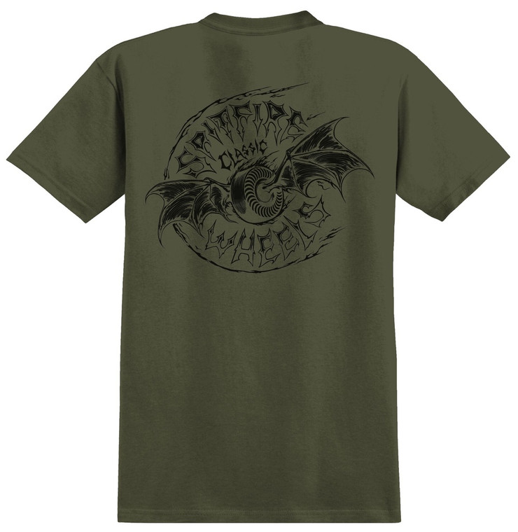 Spitfire Batwing Classic Military Green/black Ss M - Skateboard Tshirt