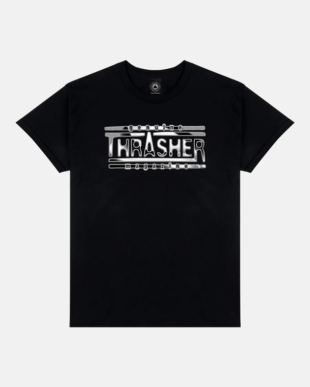 Thrasher Chrome Genuine Black Ss L - Skateboard Tshirt