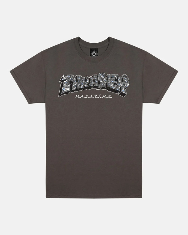 Thrasher Disco By Spanky Charcoal Ss L - Skateboard Tshirt