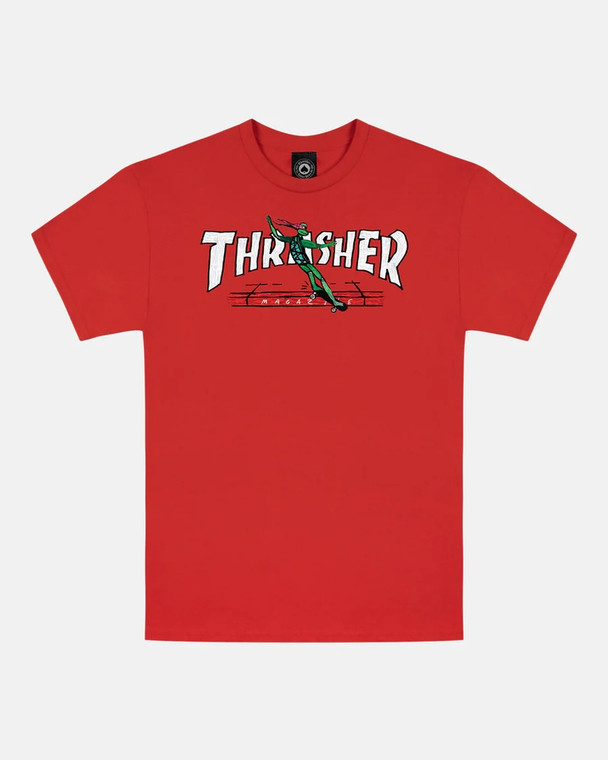 Thrasher Red Curb By Lsd Worldpeace Red Ss L - Skateboard Tshirt