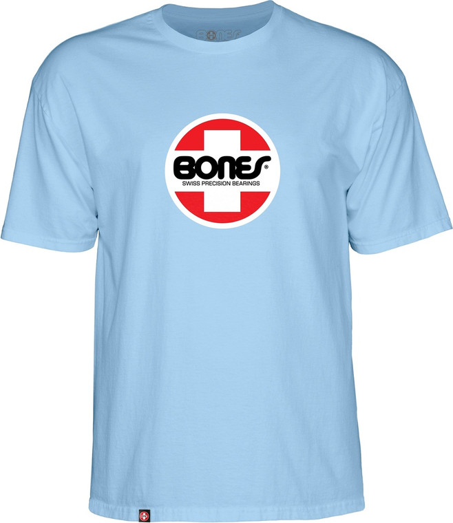 Bones Og Swiss Circle Baby Blue Ss L - Skateboard Tshirt