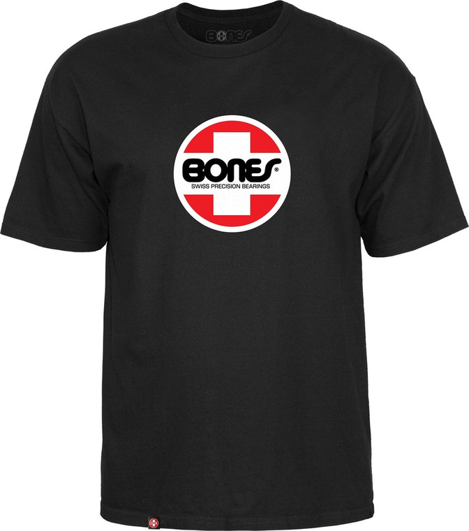 Bones Og Swiss Circle Black Ss L - Skateboard Tshirt