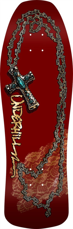 Powell Ray Underhill Cross Burgundy/gold Foil Shaped Deck 9.9 X 31.5 - Skateboard Deck