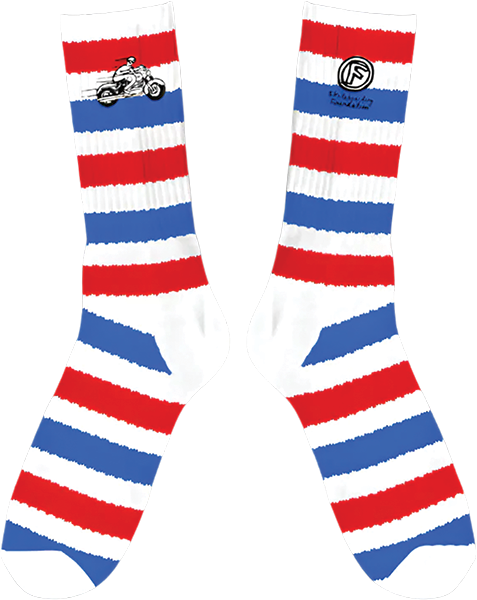 Foundation - Moto Crew Socks Red/wht/blu 1pr - Skateboard Socks