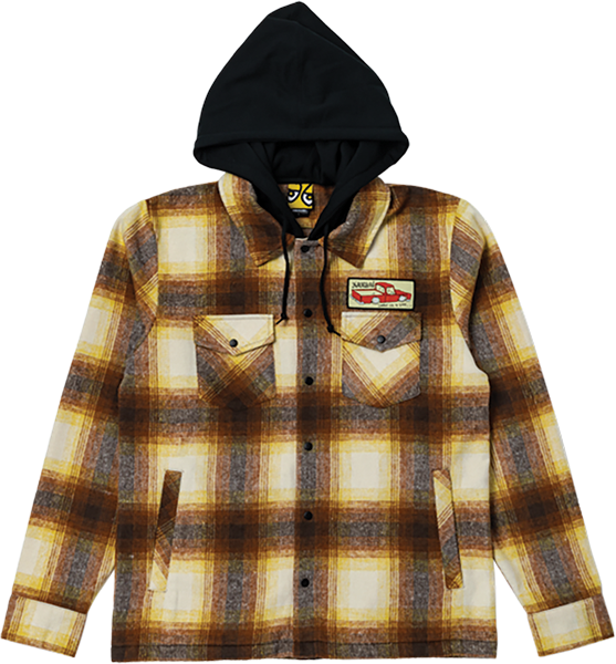 Krooked - Double Ok Hd/flannel L-brown/tan Plaid - Skateboard Sweatshirt