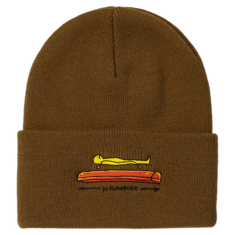 Krooked Koffin Cuff Beanie Brown - Skateboard Beanie