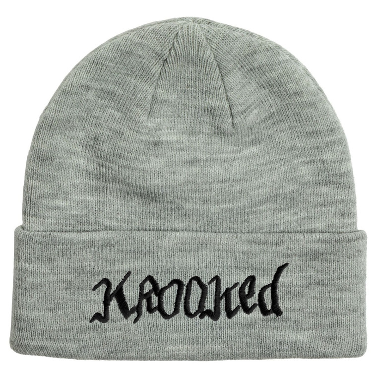 Krooked Double Ok Script Cuff Beanie Grey - Skateboard Beanie