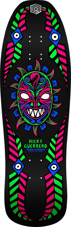 Powell Nicky Guerrero Mask Blacklight Shaped Deck 10.0 X 31.75 - Skateboard Deck