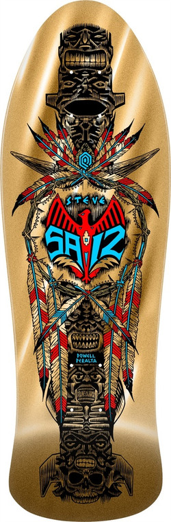 Powell Steve Saiz Totem Gold Foil Shaped Deck 10.0 X 30.81 - Skateboard Deck