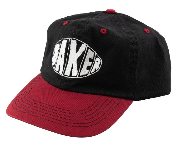Baker Sprayed Oval Snapback Hat Black/red - Skateboard Hats