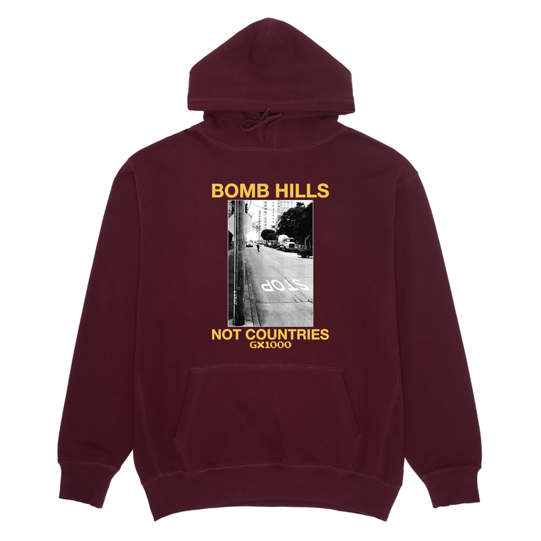 Gx1000 Bomb Hills Not Countries Burgundy/yellow Hd/swt M - Skateboard Sweatshirt
