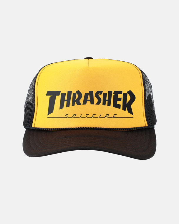 Thrasher X Spitfire Trucker Hat Black/gold/black - Skateboard Hat