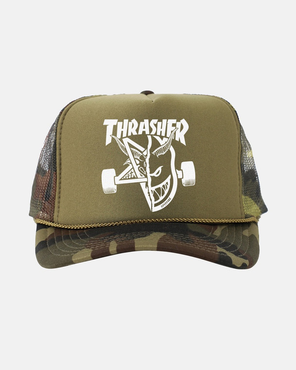 Thrasher X Spitfire Thrash & Burn Trucker Hat Camo - Skateboard Hat