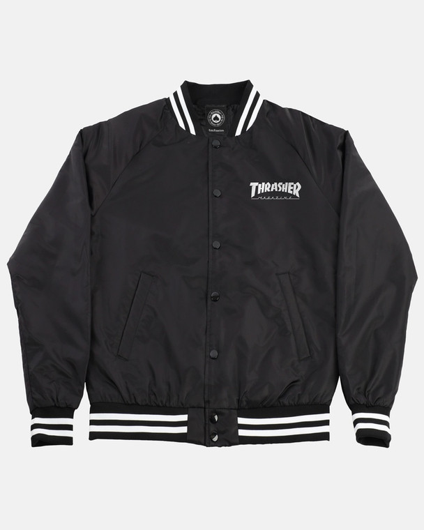 Thrasher Mag Logo Dugout Jacket Black/white Xl - Skateboard Jacket