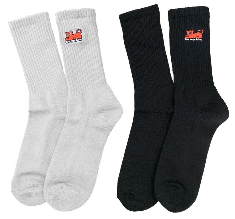 Toy Machine Devil Cat Socks White - Skateboard Socks