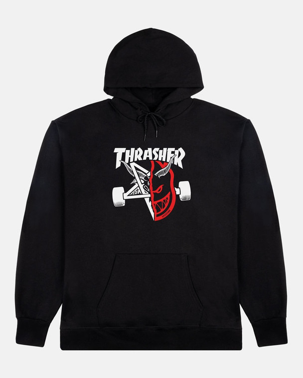 Thrasher X Spitfire Thrash & Burn Black Hd/swt L - Skateboard Sweatshirt