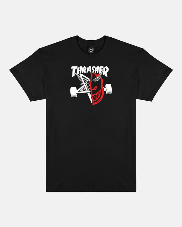 Thrasher X Spitfire Thrash & Burn Ss Black M - Skateboard Tshirt