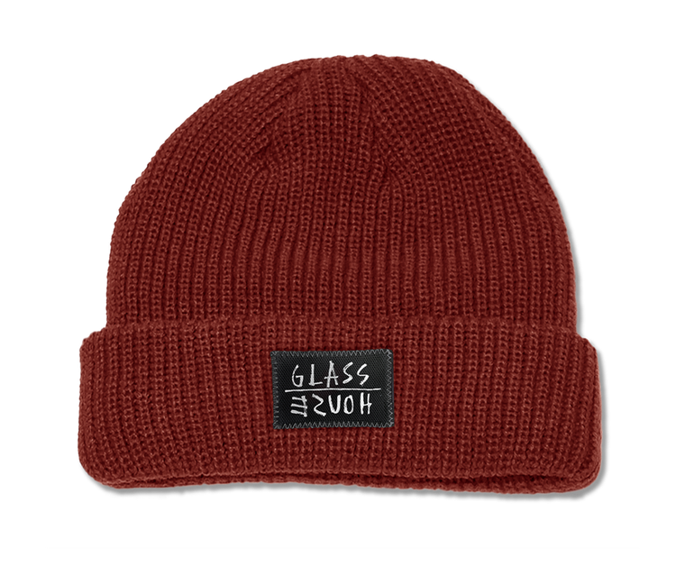 Glass House Memo Label Roll Up Beanie Brick