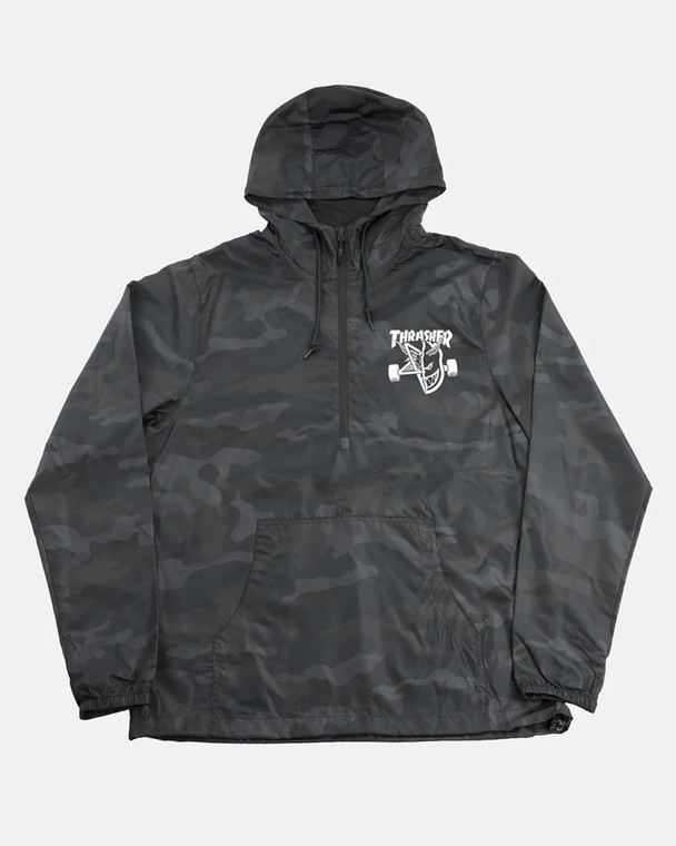 Thrasher X Spitfire Thrash & Burn Anorak Jacket Black Camo L - Skateboard Jacket