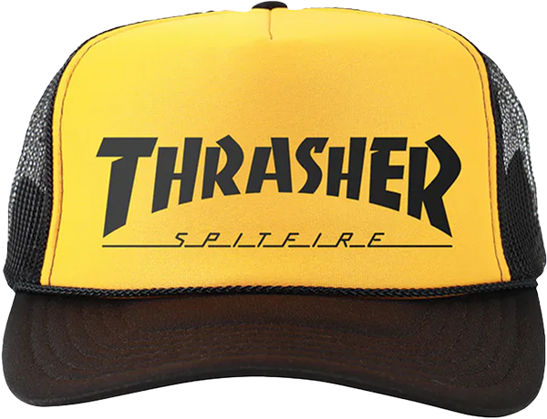 Thrasher - Sf Big Head Jake Trucker Hat Adj-gold/blk - Skateboard Hat