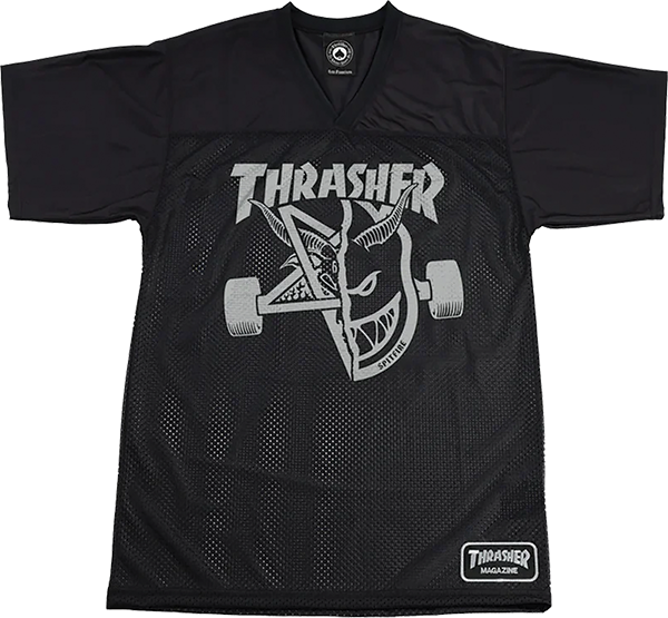 Thrasher - Sfw Thrash And Burn Ss Jersey Xl-blk - Skateboard Tshirt