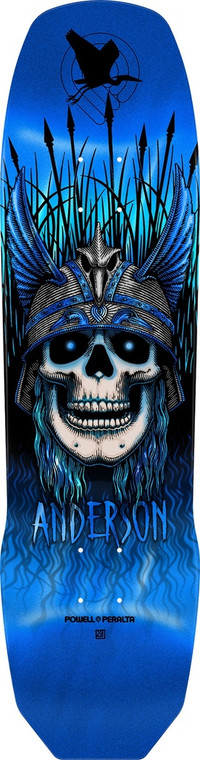 Powell Andy Anderson Heron Blue Foil 7-ply Maple Shaped Deck 8.45 X 31.8 - Skateboard Deck