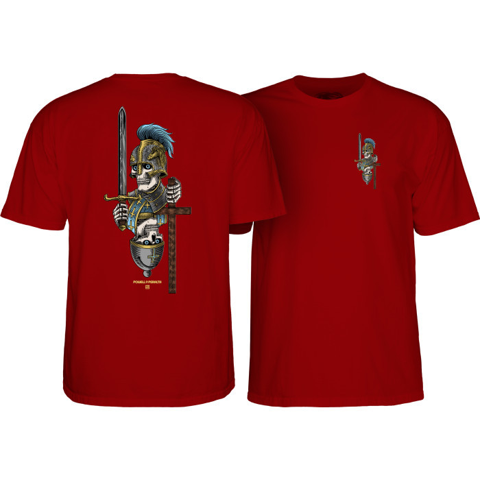 Powell Dan Corrigan Chess Skulls Garnet Ss L - Skateboard Tshirt
