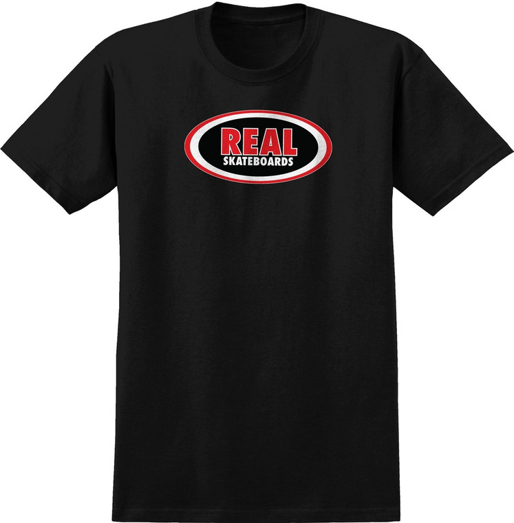 Real Oval Black/red/white Ss Xl - Skateboard Tshirt