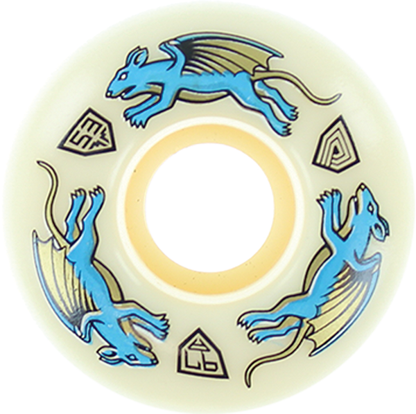 Powell Peralta - Df Nano Rat Blue Dragon 97a 53/34mm Wht - Skateboard Wheels (Set Of Four)