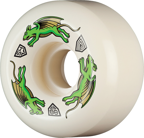 Powell Peralta - Df Nano Rat Green Dragon 88a 54/34mm Wht - Skateboard Wheels (Set Of Four)