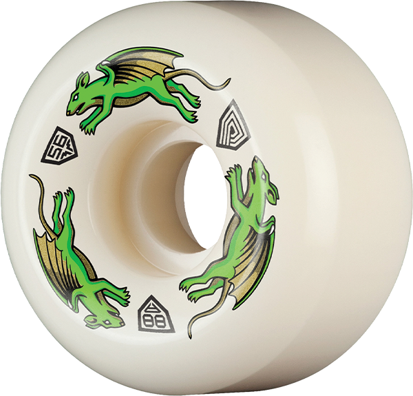 Powell Peralta - Df Nano Rat Green Dragon 88a 56/36mm Wht - Skateboard Wheels (Set Of Four)