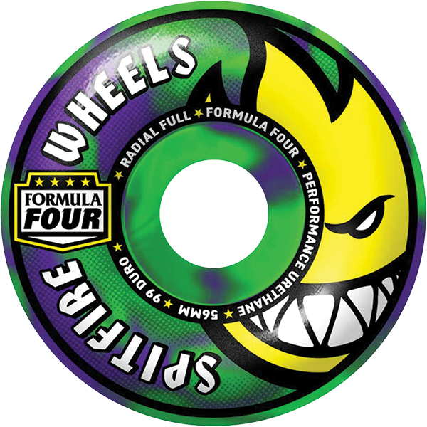 Spitfire - F4 99a Radial Full Colors 56mm Neon Grn/pur - Skateboard Wheels (Set Of Four)
