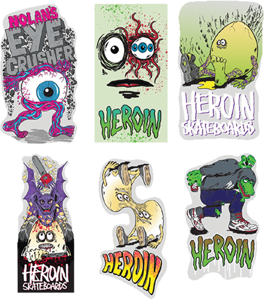 Heroin - 12/pk Asst Eye Crusher Stickers