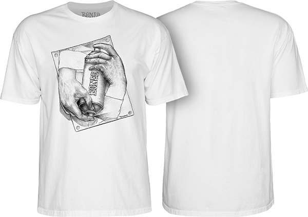 Bones Wheels - Spraying Hands Ss L-white - Skateboard Tshirt