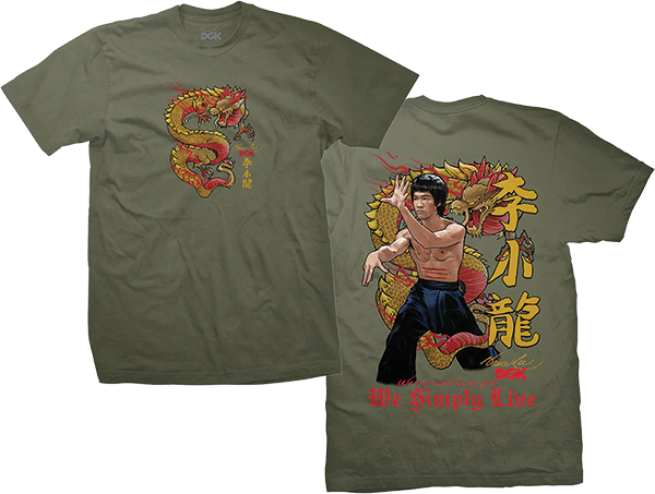 Dgk - Bruce Lee Lil' Dragon Ss Xl-military Green - Skateboard Tshirt