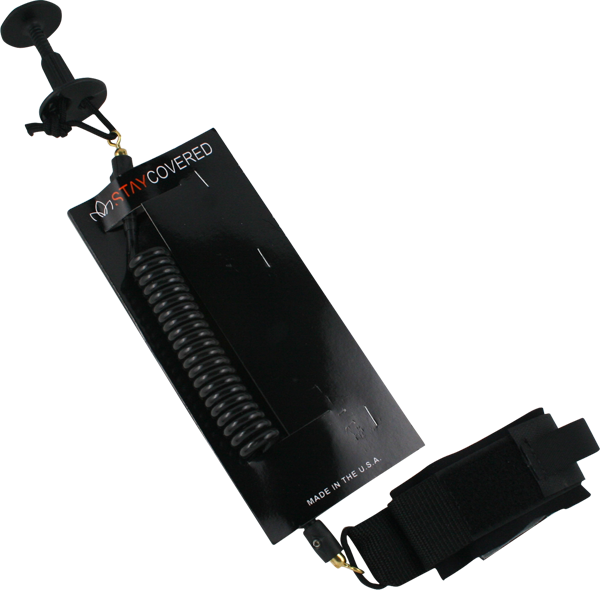 Stay Covered - Covered Coiled Wrist Bodyboard Leash Black