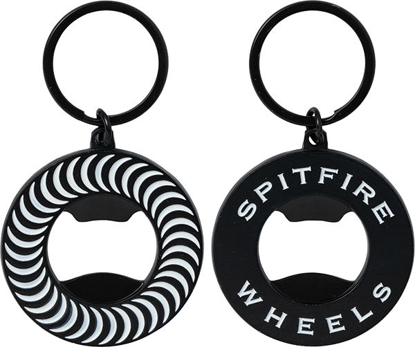 Spitfire - Classic Swirl Bottle Opener Keychain Blk/wht