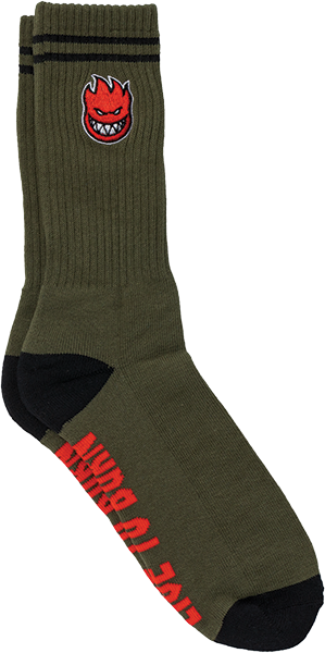 Spitfire - Bighead Fill Emb Crew Sock Olive/blk/red - Skateboard Socks