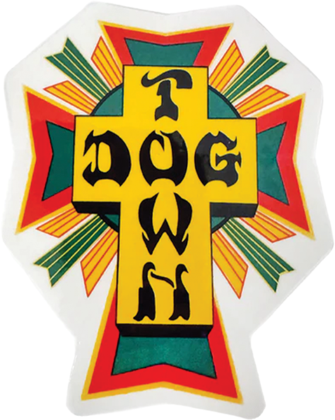Dogtown - 80's Cross Logo Decal 2" Rasta