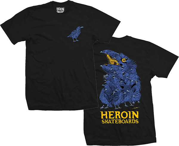 Heroin - Crow Ss L-black - Skateboard TShirt