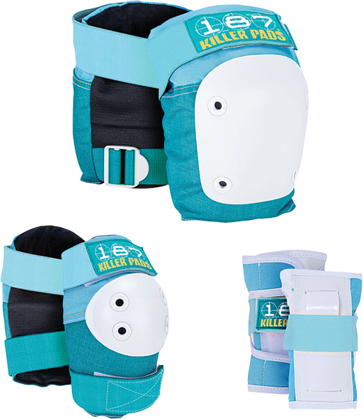 187 - 6-pack Pad Set S/m-teal/wht - Skateboard Pads