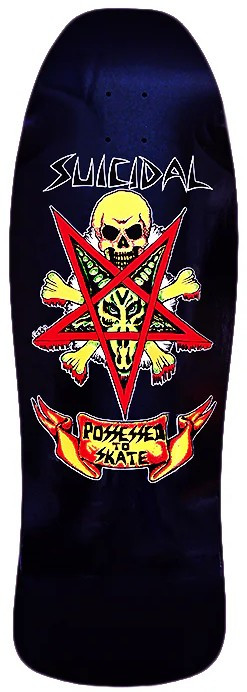 Dogtown X Suicidal Skates Possessed To Skate Black Gloss 80's Reissue Shaped Deck 10.00 X 30.75 - Skateboard Deck