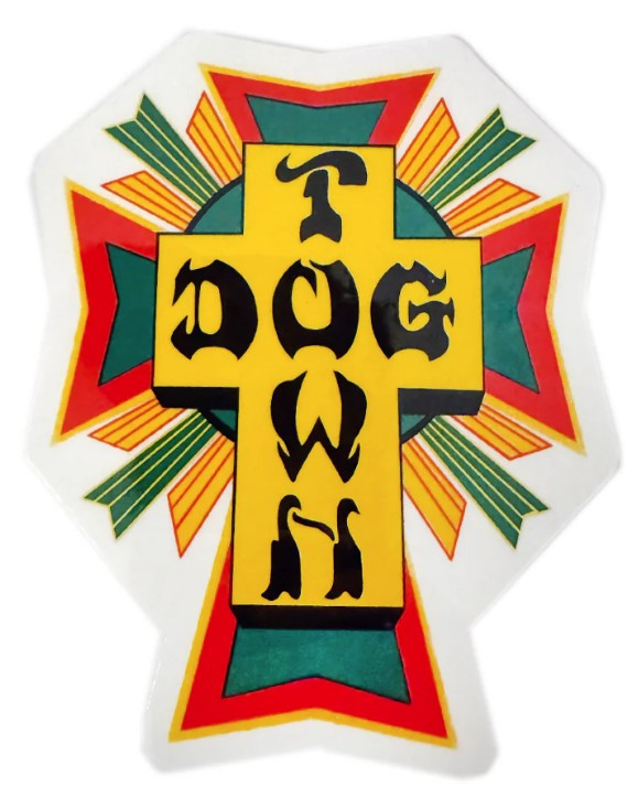 Dogtown Cross Logo Rasta 2" Sticker