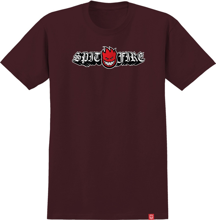 Spitfire Old E Drop Bighead Burgundy Ss Xl - Skateboard Tshirt